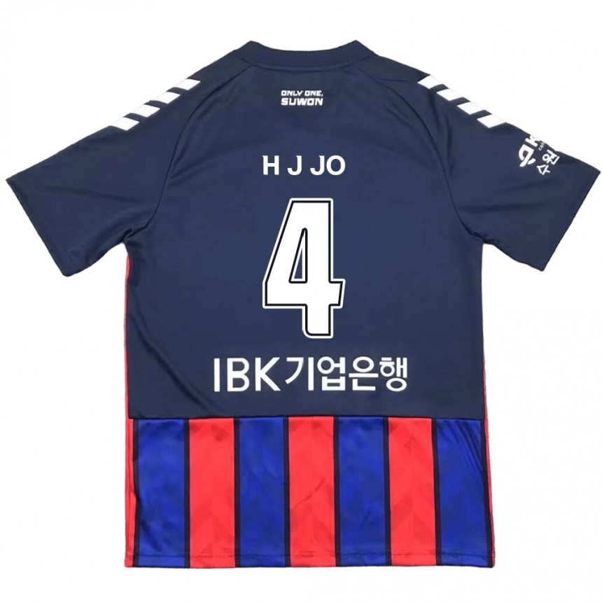 Kinder Fußball Jun-Hyun Jo #4 Blau Rot Heimtrikot Trikot 2024/25 T-Shirt Luxemburg