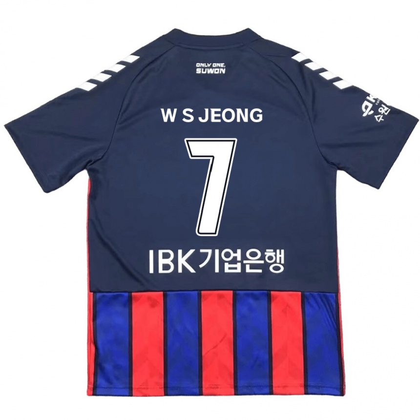 Kinder Fußball Seung-Won Jeong #7 Blau Rot Heimtrikot Trikot 2024/25 T-Shirt Luxemburg