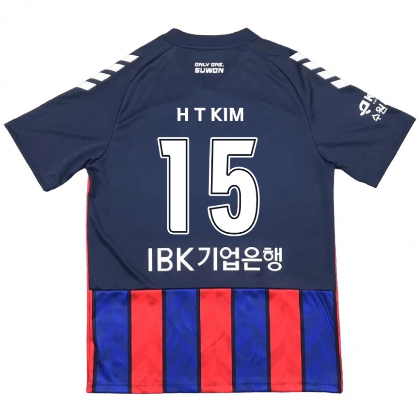 Kinder Fußball Tae-Han Kim #15 Blau Rot Heimtrikot Trikot 2024/25 T-Shirt Luxemburg