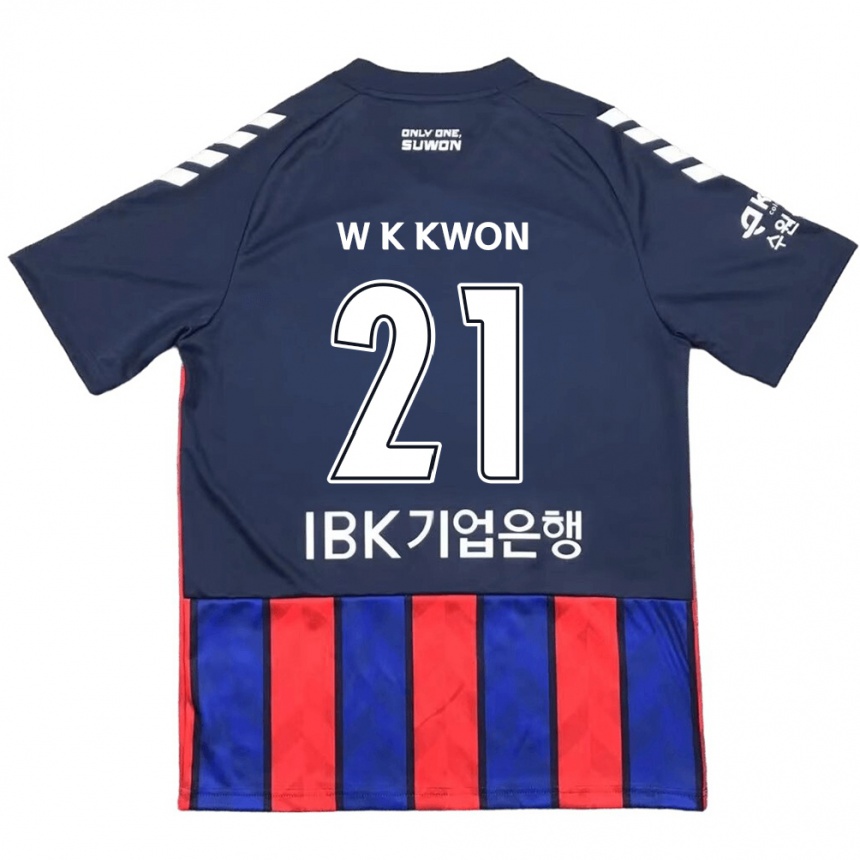 Kinder Fußball Kyung-Won Kwon #21 Blau Rot Heimtrikot Trikot 2024/25 T-Shirt Luxemburg