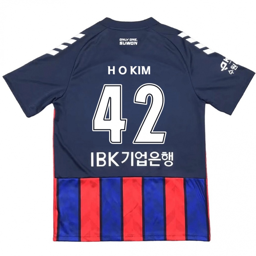 Kinder Fußball One-Hyung Kim #42 Blau Rot Heimtrikot Trikot 2024/25 T-Shirt Luxemburg