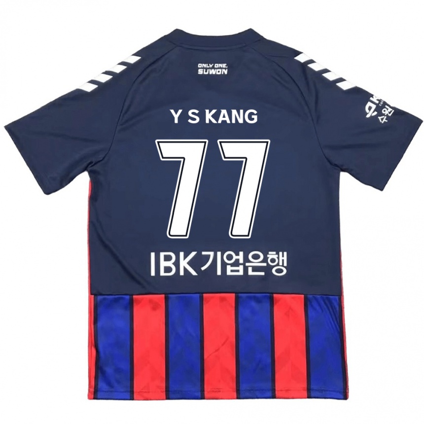 Kinder Fußball Sang-Yun Kang #77 Blau Rot Heimtrikot Trikot 2024/25 T-Shirt Luxemburg