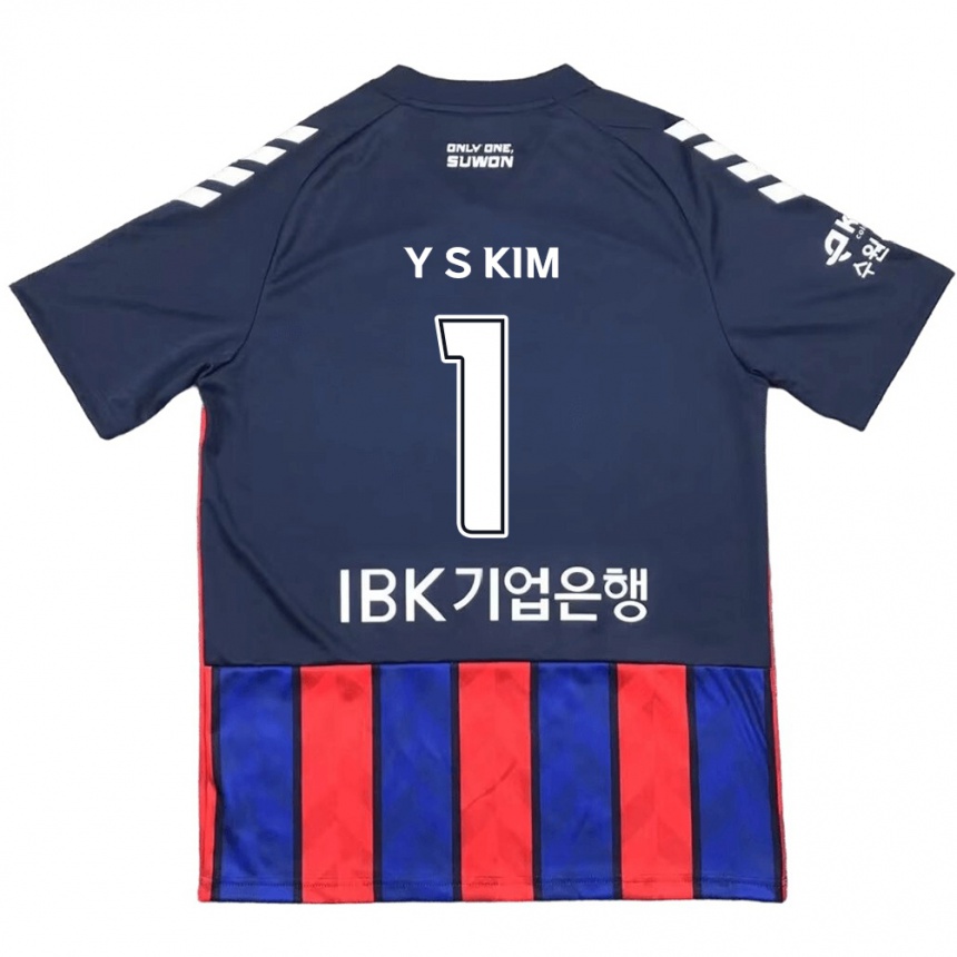 Kinder Fußball Seong-Yoon Kim #1 Blau Rot Heimtrikot Trikot 2024/25 T-Shirt Luxemburg