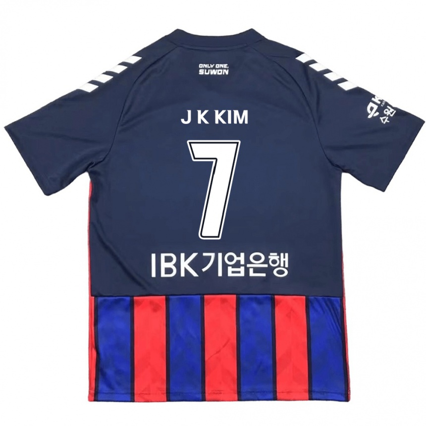 Kinder Fußball Ki-Jun Kim #7 Blau Rot Heimtrikot Trikot 2024/25 T-Shirt Luxemburg