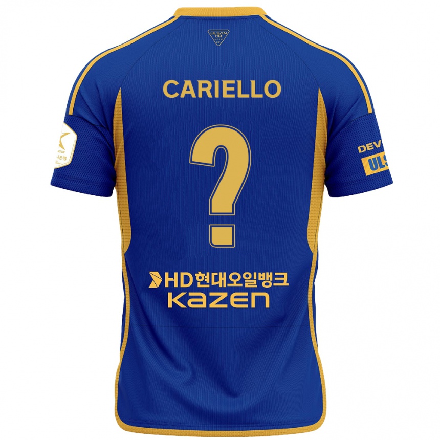 Kinder Fußball Yago Cariello #0 Blau Gelb Heimtrikot Trikot 2024/25 T-Shirt Luxemburg