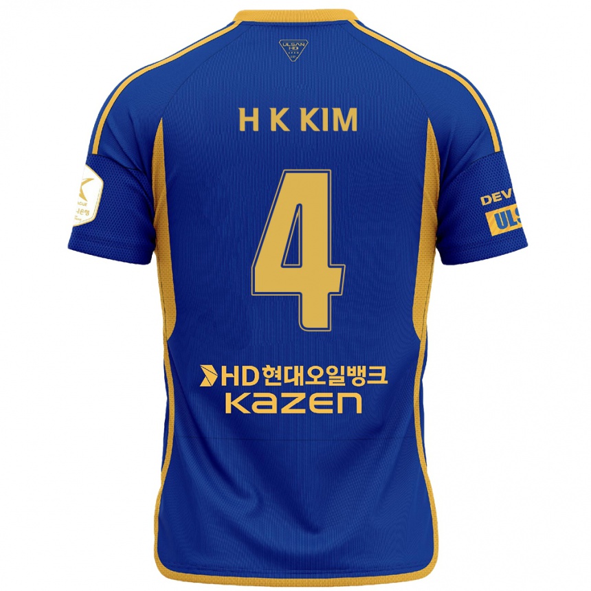 Kinder Fußball Kee-Hee Kim #4 Blau Gelb Heimtrikot Trikot 2024/25 T-Shirt Luxemburg