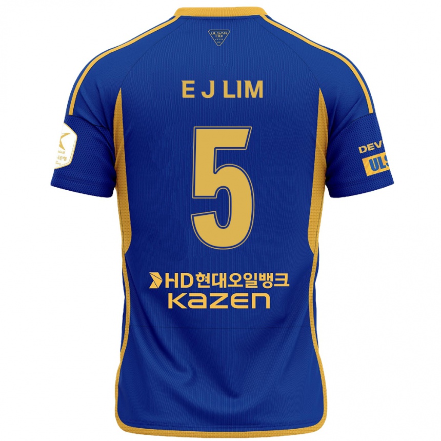 Kinder Fußball Jong-Eun Lim #5 Blau Gelb Heimtrikot Trikot 2024/25 T-Shirt Luxemburg