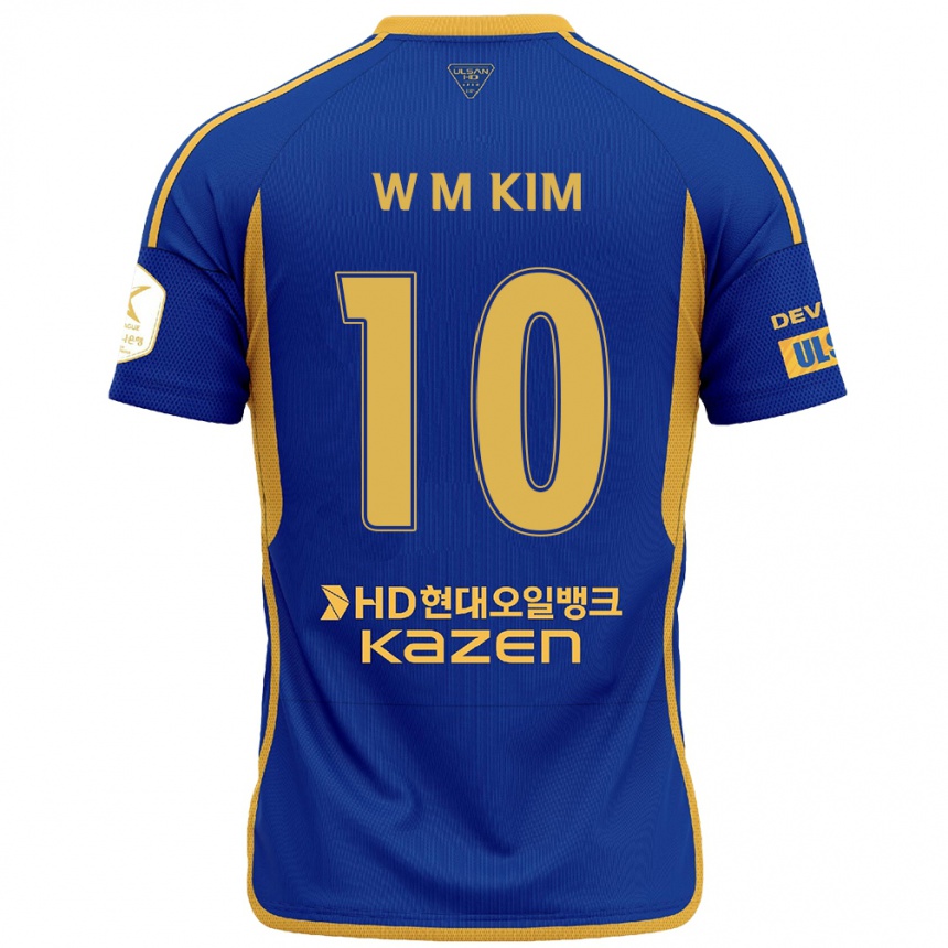 Kinder Fußball Min-Woo Kim #10 Blau Gelb Heimtrikot Trikot 2024/25 T-Shirt Luxemburg