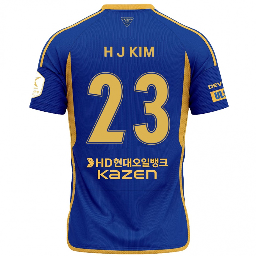 Kinder Fußball Ju-Hwan Kim #23 Blau Gelb Heimtrikot Trikot 2024/25 T-Shirt Luxemburg