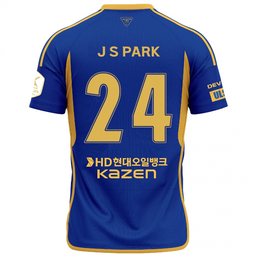 Kinder Fußball Sang-Jun Park #24 Blau Gelb Heimtrikot Trikot 2024/25 T-Shirt Luxemburg