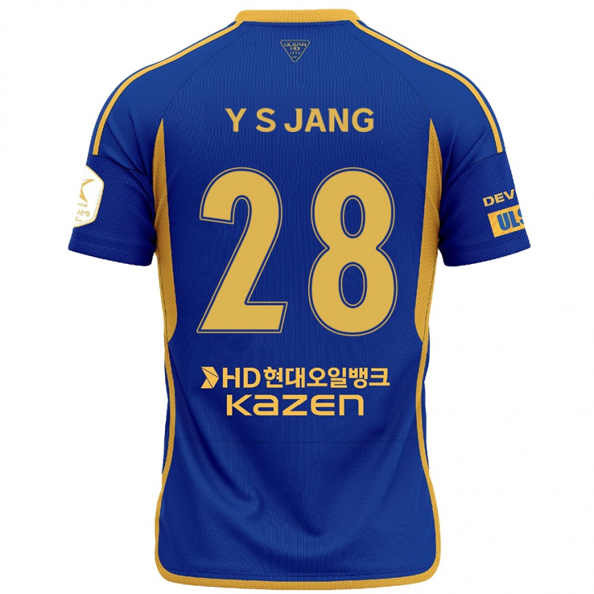 Kinder Fußball See-Young Jang #28 Blau Gelb Heimtrikot Trikot 2024/25 T-Shirt Luxemburg