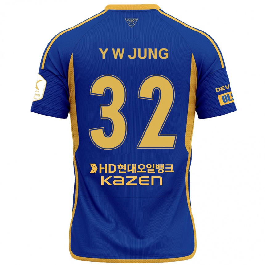 Kinder Fußball Woo-Young Jung #32 Blau Gelb Heimtrikot Trikot 2024/25 T-Shirt Luxemburg