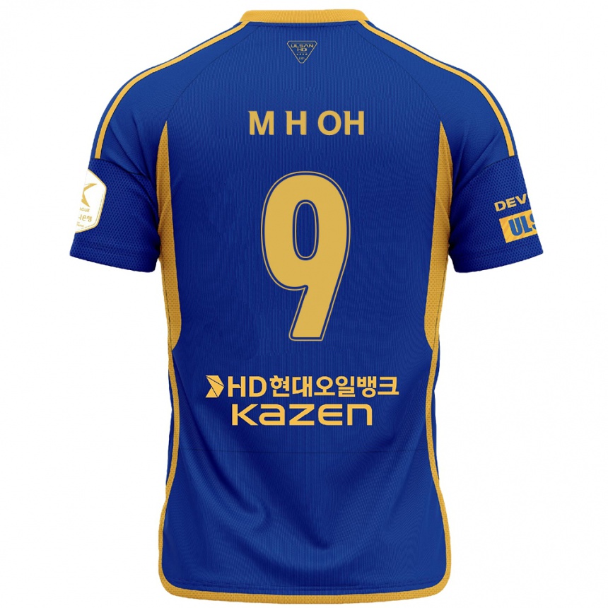 Kinder Fußball Hyun-Min Oh #9 Blau Gelb Heimtrikot Trikot 2024/25 T-Shirt Luxemburg