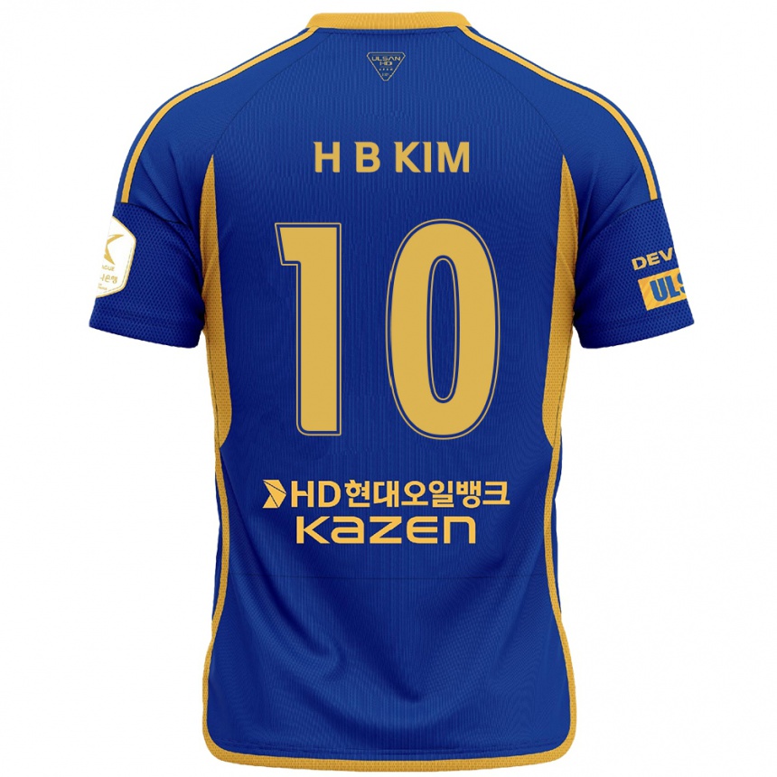 Kinder Fußball Beom-Hwan Kim #10 Blau Gelb Heimtrikot Trikot 2024/25 T-Shirt Luxemburg