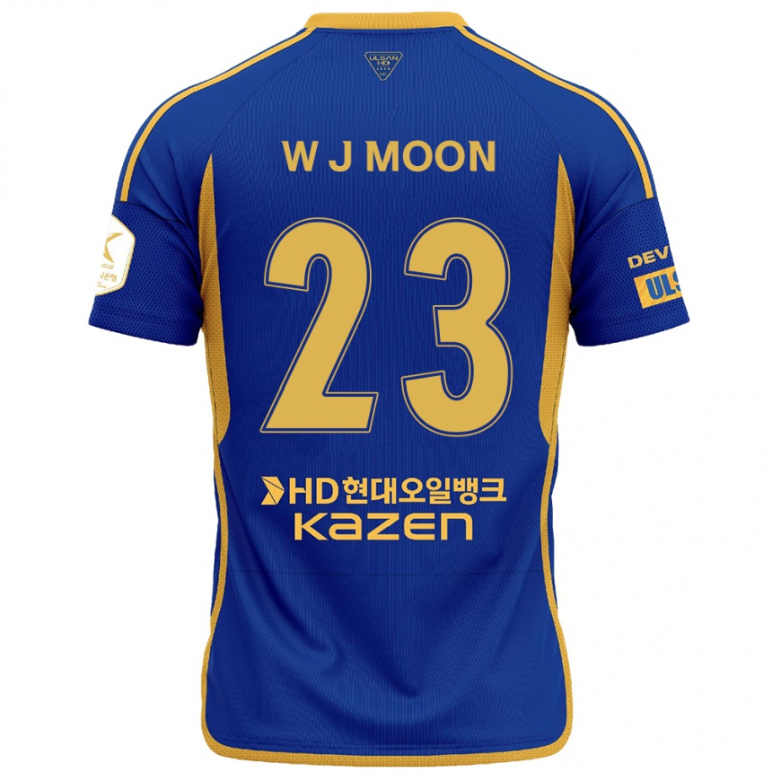 Kinder Fußball Ji-Won Moon #23 Blau Gelb Heimtrikot Trikot 2024/25 T-Shirt Luxemburg