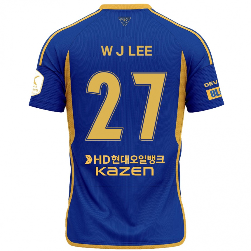 Kinder Fußball Ji-Woo Lee #27 Blau Gelb Heimtrikot Trikot 2024/25 T-Shirt Luxemburg