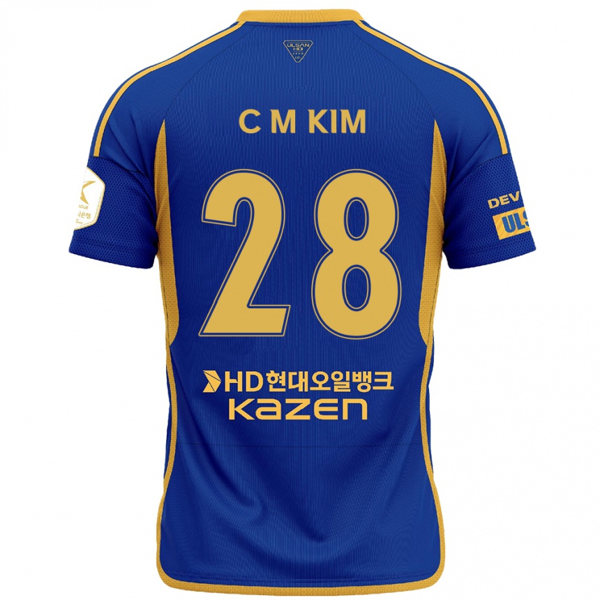 Kinder Fußball Min-Chan Kim #28 Blau Gelb Heimtrikot Trikot 2024/25 T-Shirt Luxemburg