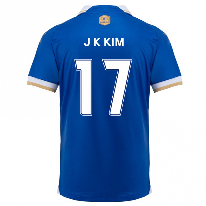 Kinder Fußball Kyeong-Jung Kim #17 Blau Weiss Heimtrikot Trikot 2024/25 T-Shirt Luxemburg