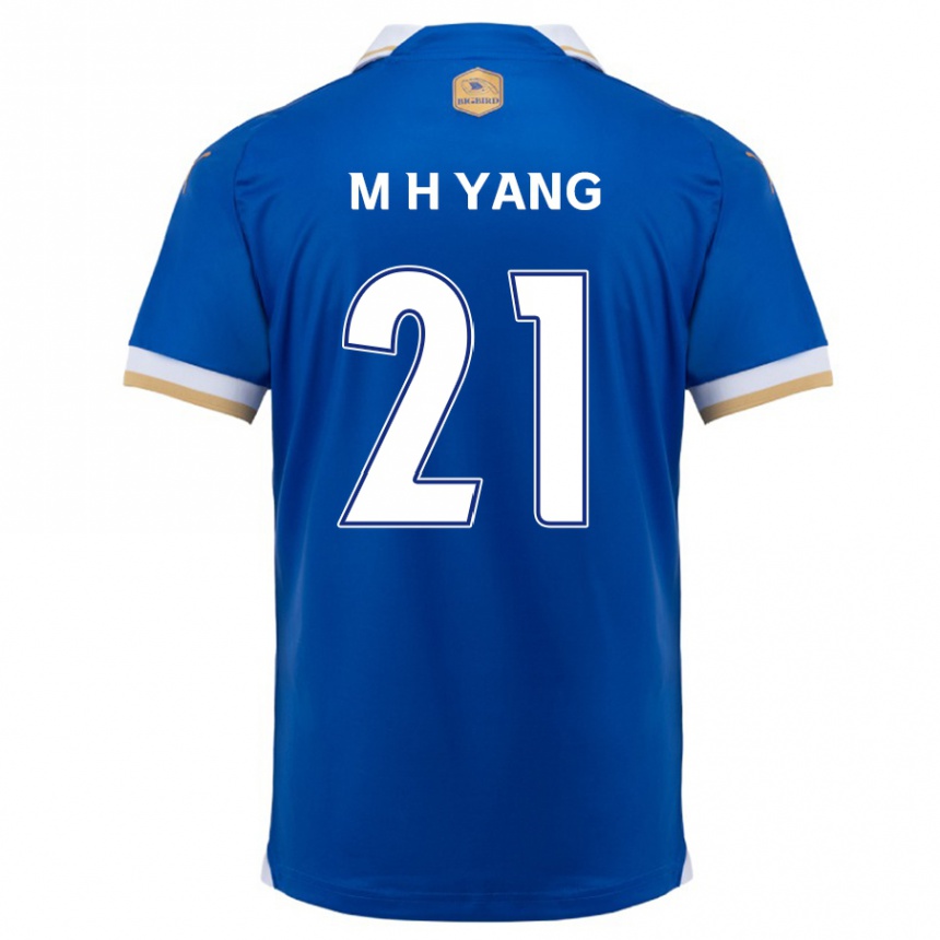 Kinder Fußball Hyung-Mo Yang #21 Blau Weiss Heimtrikot Trikot 2024/25 T-Shirt Luxemburg