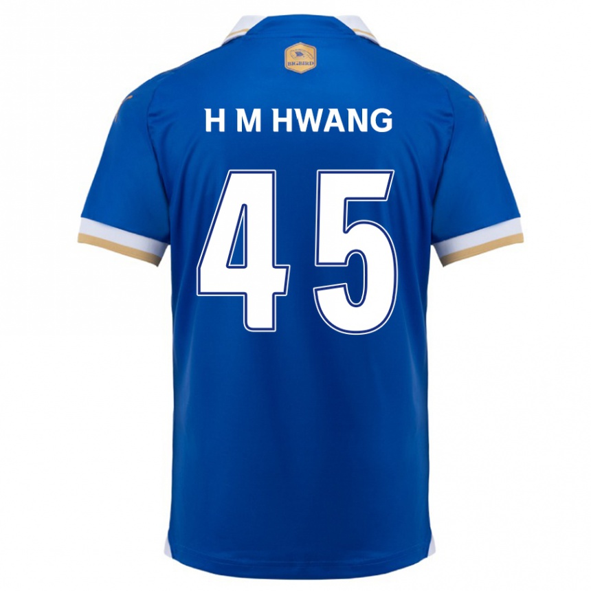 Kinder Fußball Myung-Hyun Hwang #45 Blau Weiss Heimtrikot Trikot 2024/25 T-Shirt Luxemburg