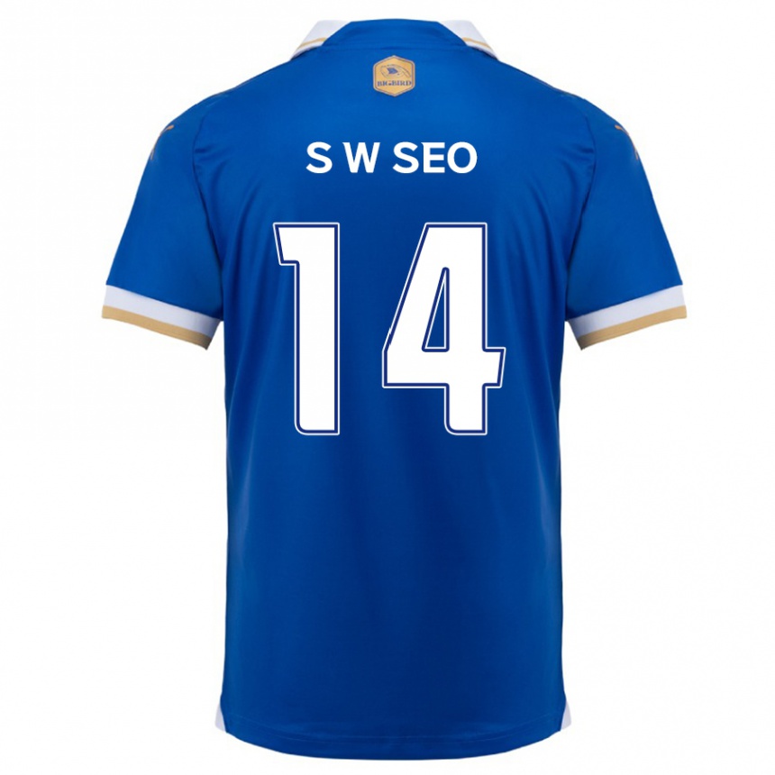 Kinder Fußball Woo-Seong Seo #14 Blau Weiss Heimtrikot Trikot 2024/25 T-Shirt Luxemburg