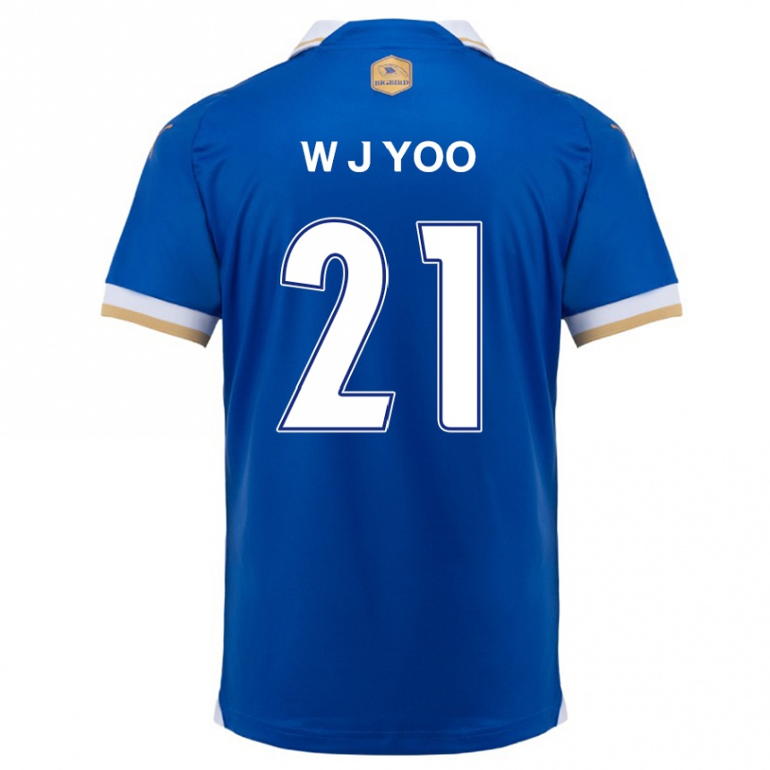 Kinder Fußball Jin-Wook Yoo #21 Blau Weiss Heimtrikot Trikot 2024/25 T-Shirt Luxemburg