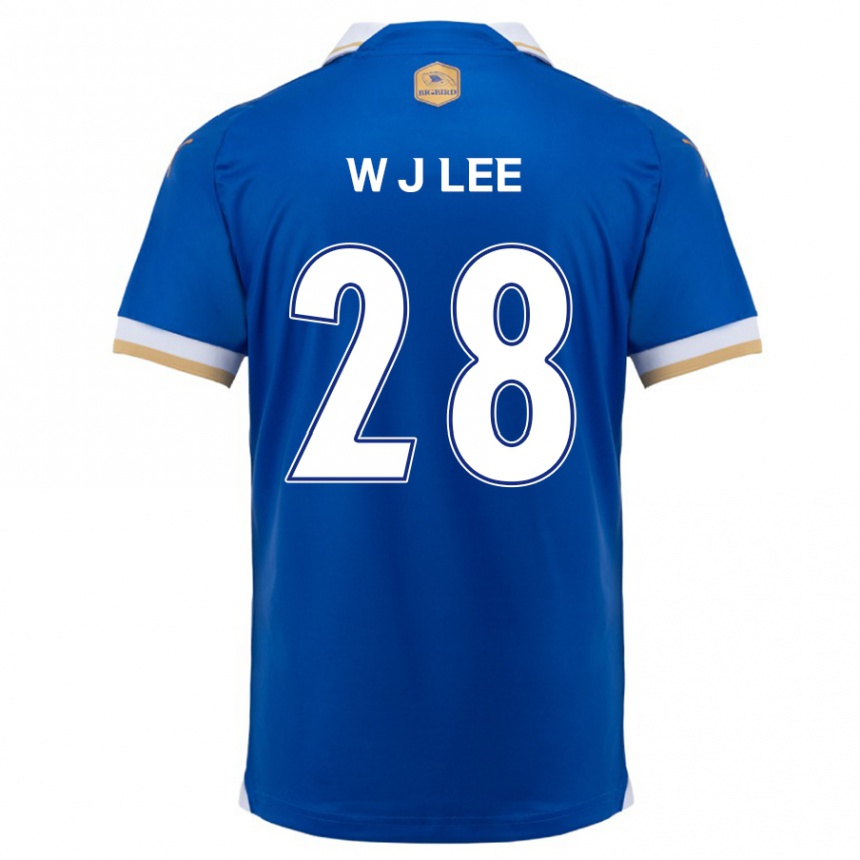 Kinder Fußball Jun-Woo Lee #28 Blau Weiss Heimtrikot Trikot 2024/25 T-Shirt Luxemburg