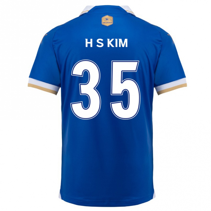 Kinder Fußball Seung-Hyun Kim #35 Blau Weiss Heimtrikot Trikot 2024/25 T-Shirt Luxemburg