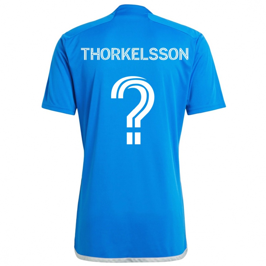 Kinder Fußball Róbert Orri Thorkelsson #0 Blau Weiss Heimtrikot Trikot 2024/25 T-Shirt Luxemburg