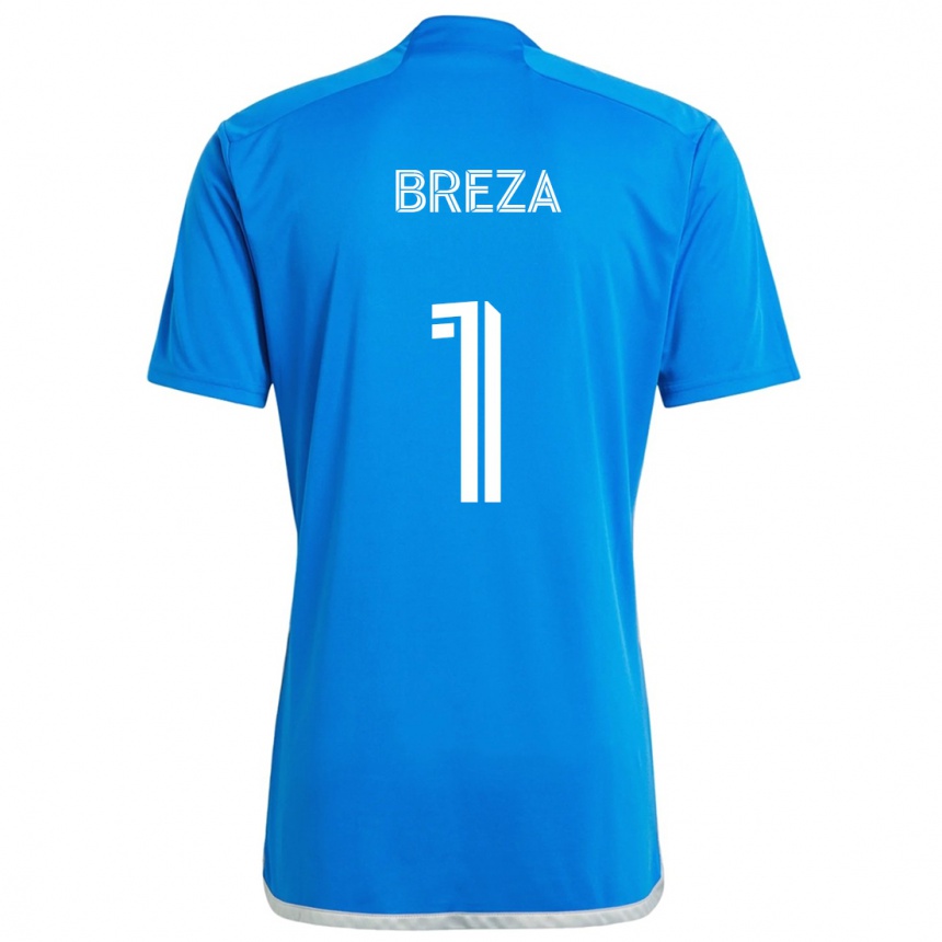 Kinder Fußball Sebastian Breza #1 Blau Weiss Heimtrikot Trikot 2024/25 T-Shirt Luxemburg