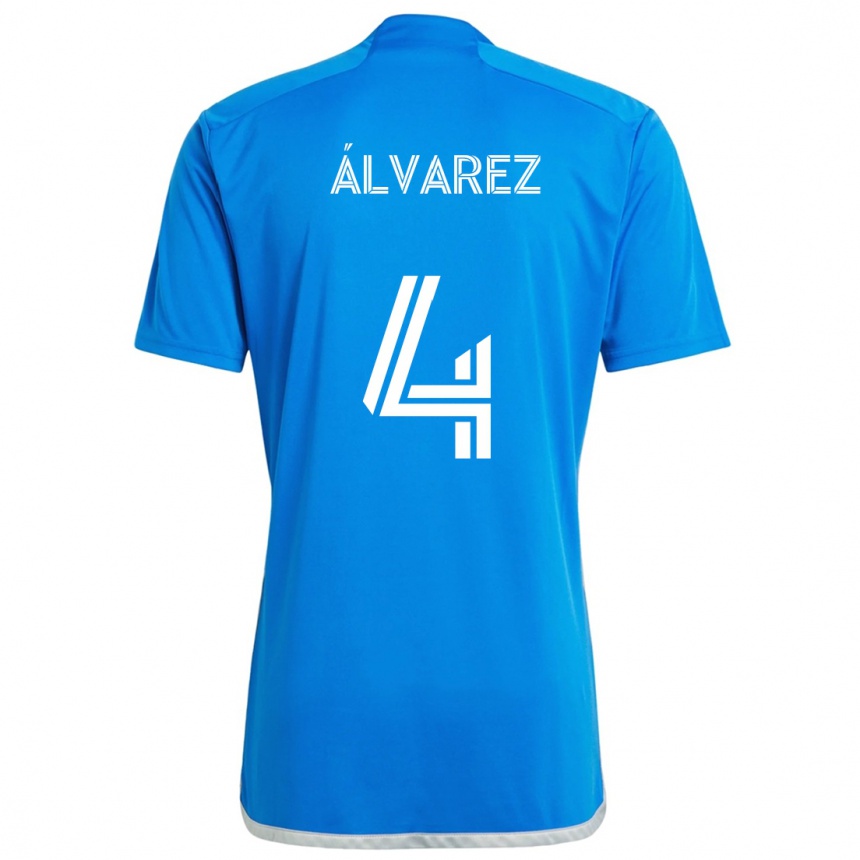 Kinder Fußball Fernando Álvarez #4 Blau Weiss Heimtrikot Trikot 2024/25 T-Shirt Luxemburg