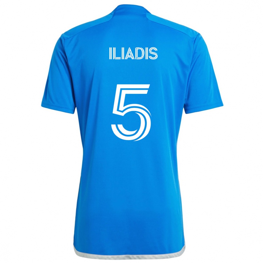 Kinder Fußball Ilias Iliadis #5 Blau Weiss Heimtrikot Trikot 2024/25 T-Shirt Luxemburg