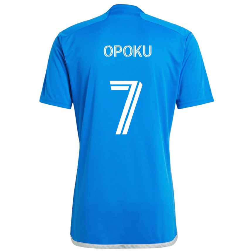 Kinder Fußball Kwadwo Opoku #7 Blau Weiss Heimtrikot Trikot 2024/25 T-Shirt Luxemburg