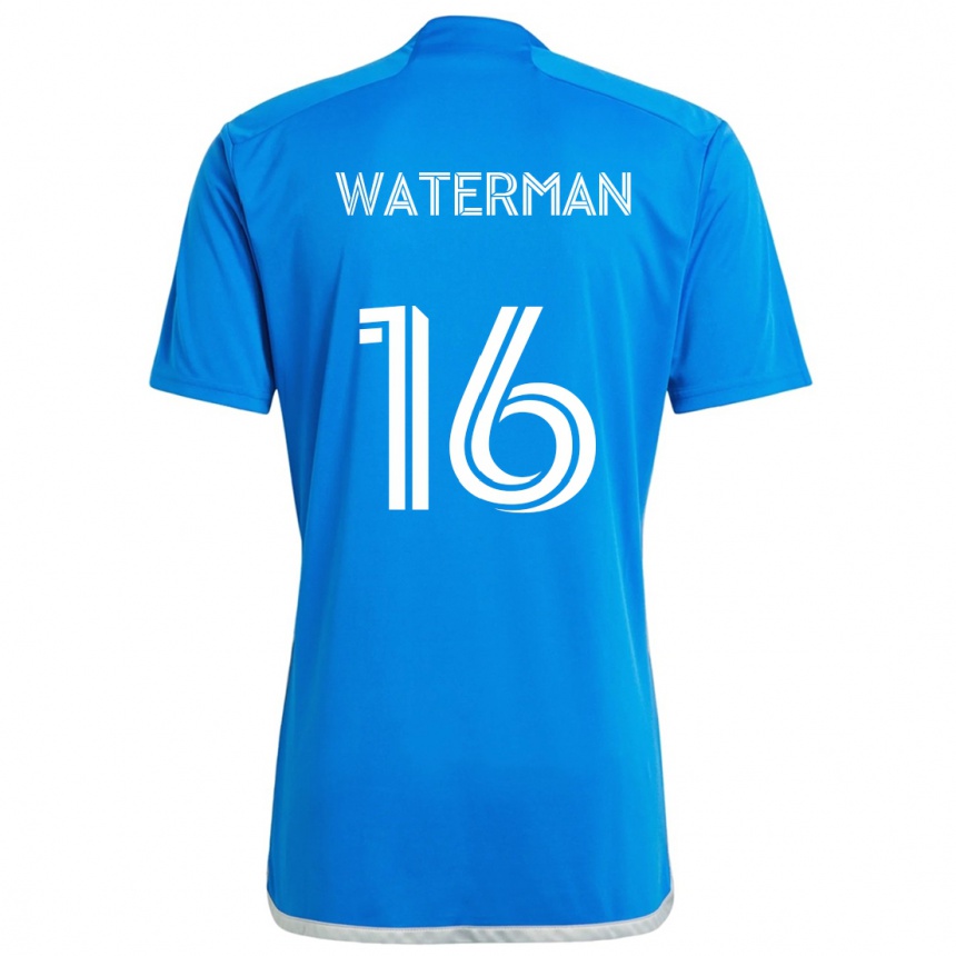 Kinder Fußball Joel Waterman #16 Blau Weiss Heimtrikot Trikot 2024/25 T-Shirt Luxemburg