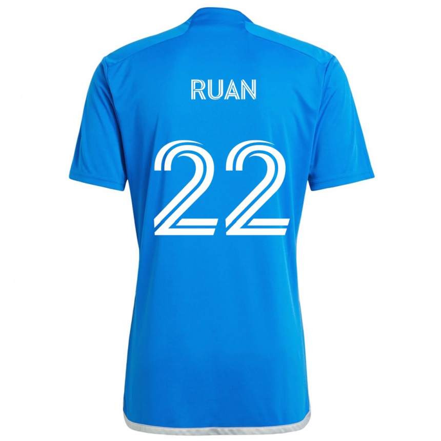 Kinder Fußball Ruan #22 Blau Weiss Heimtrikot Trikot 2024/25 T-Shirt Luxemburg