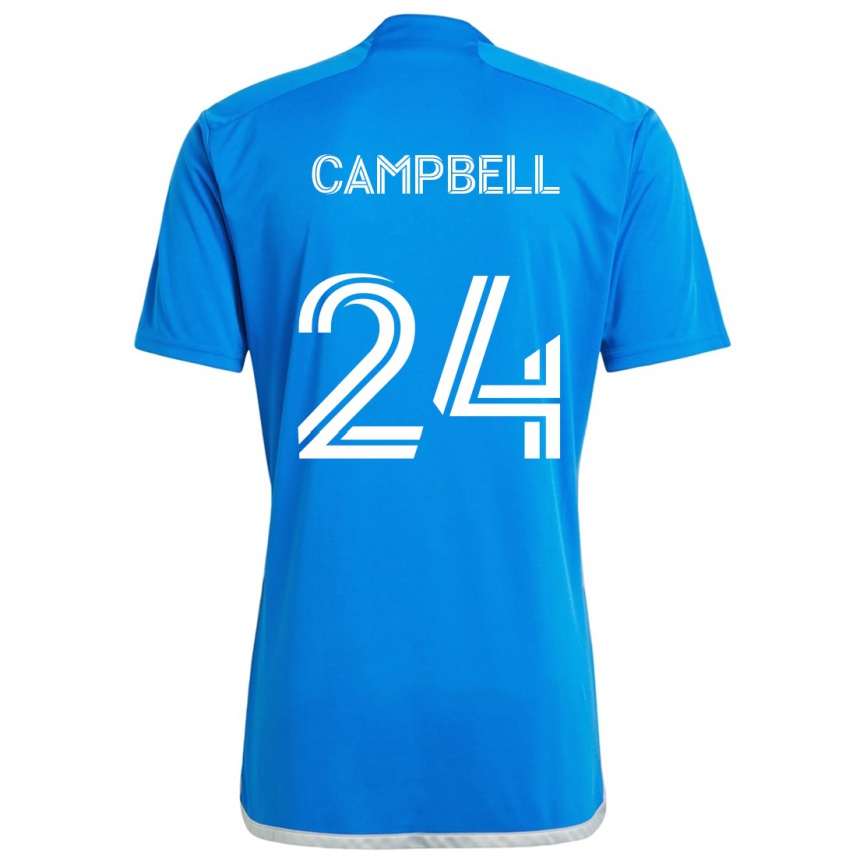 Kinder Fußball George Campbell #24 Blau Weiss Heimtrikot Trikot 2024/25 T-Shirt Luxemburg