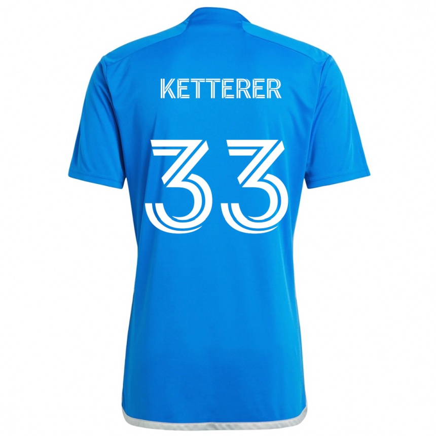 Kinder Fußball Logan Ketterer #33 Blau Weiss Heimtrikot Trikot 2024/25 T-Shirt Luxemburg