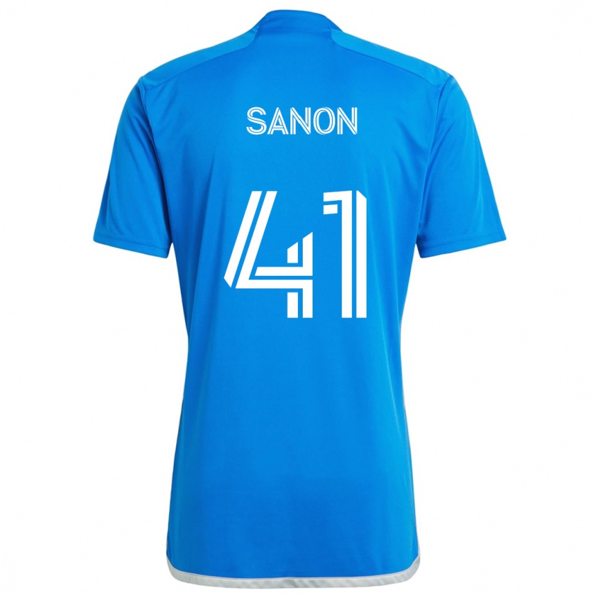 Kinder Fußball Jérémy Sanon #41 Blau Weiss Heimtrikot Trikot 2024/25 T-Shirt Luxemburg