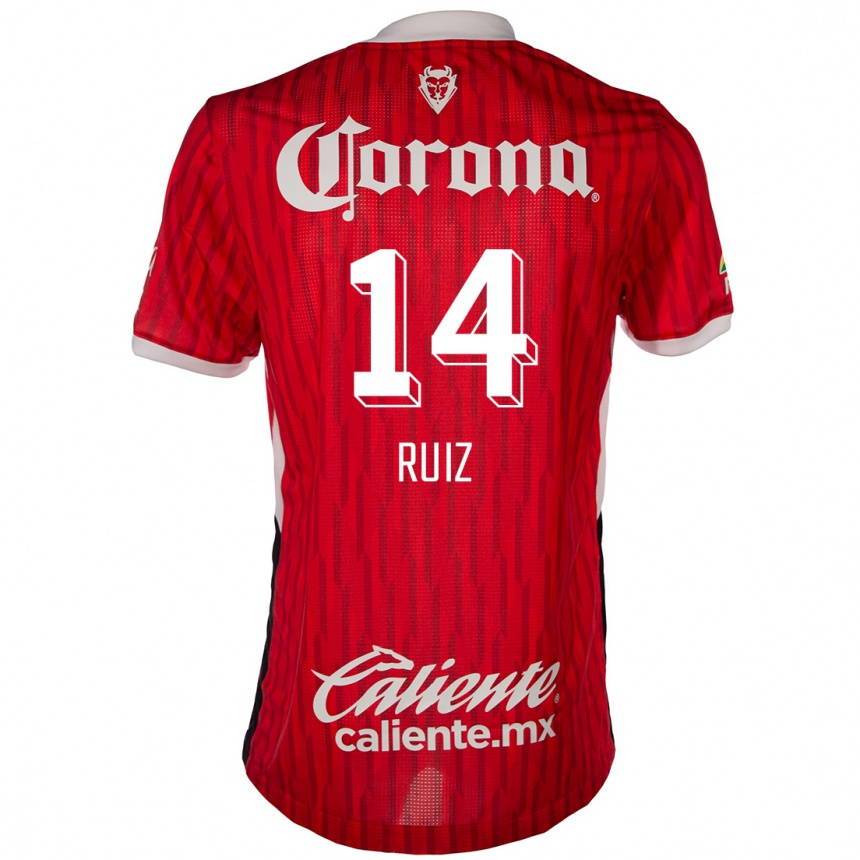 Kinder Fußball Marcel Ruiz #14 Rot-Weiss Heimtrikot Trikot 2024/25 T-Shirt Luxemburg