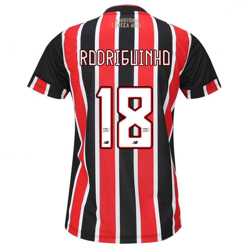 Kinder Fußball Rodriguinho #18 Schwarz Rot Weiß Auswärtstrikot Trikot 2024/25 T-Shirt Luxemburg