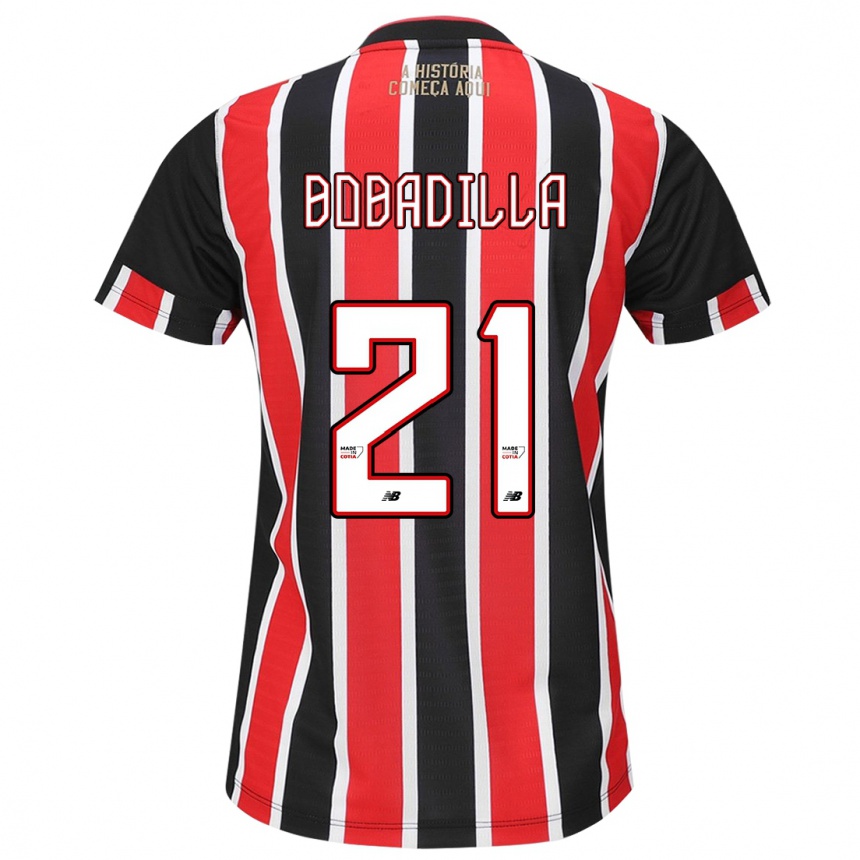 Kinder Fußball Damián Bobadilla #21 Schwarz Rot Weiß Auswärtstrikot Trikot 2024/25 T-Shirt Luxemburg