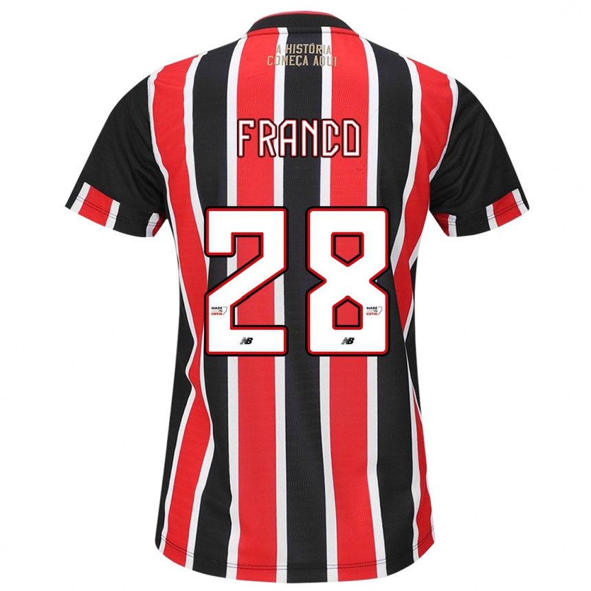 Kinder Fußball Alan Franco #28 Schwarz Rot Weiß Auswärtstrikot Trikot 2024/25 T-Shirt Luxemburg