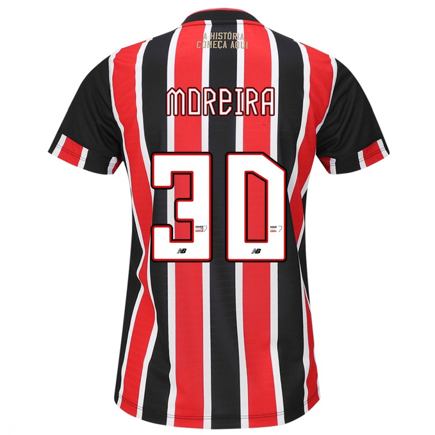 Kinder Fußball João Moreira #30 Schwarz Rot Weiß Auswärtstrikot Trikot 2024/25 T-Shirt Luxemburg