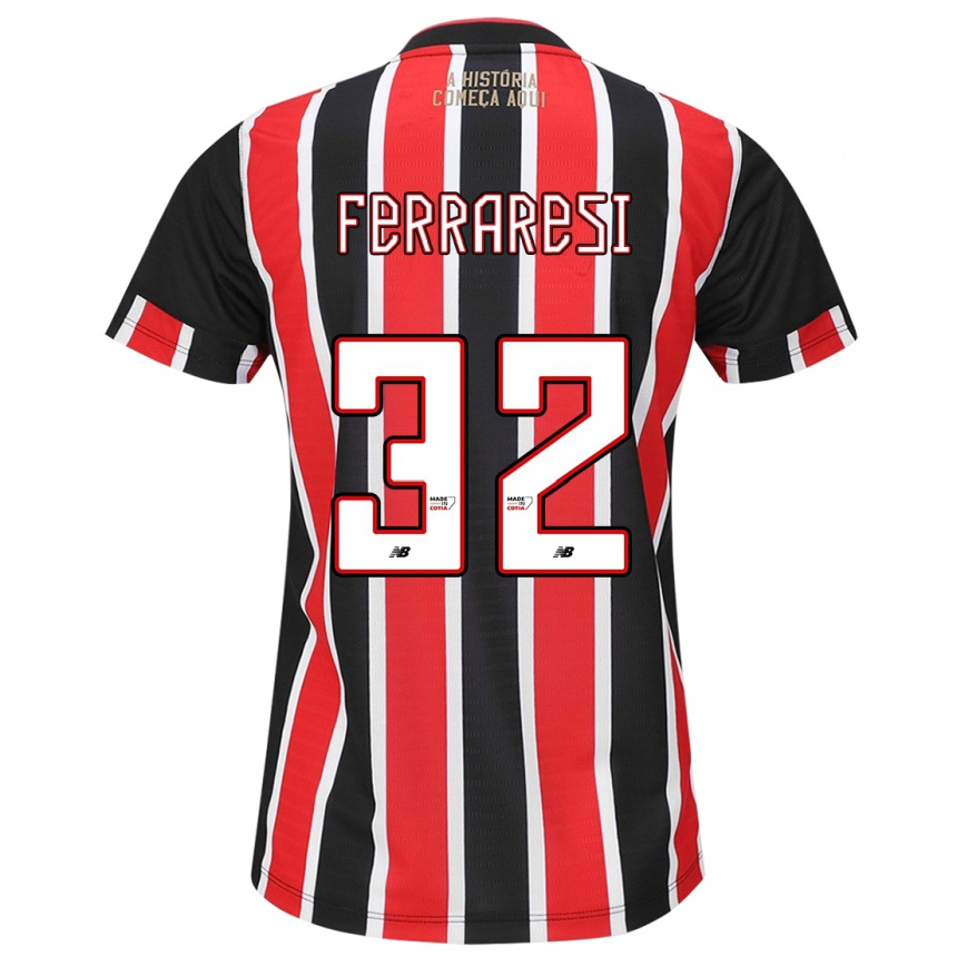 Kinder Fußball Nahuel Ferraresi #32 Schwarz Rot Weiß Auswärtstrikot Trikot 2024/25 T-Shirt Luxemburg