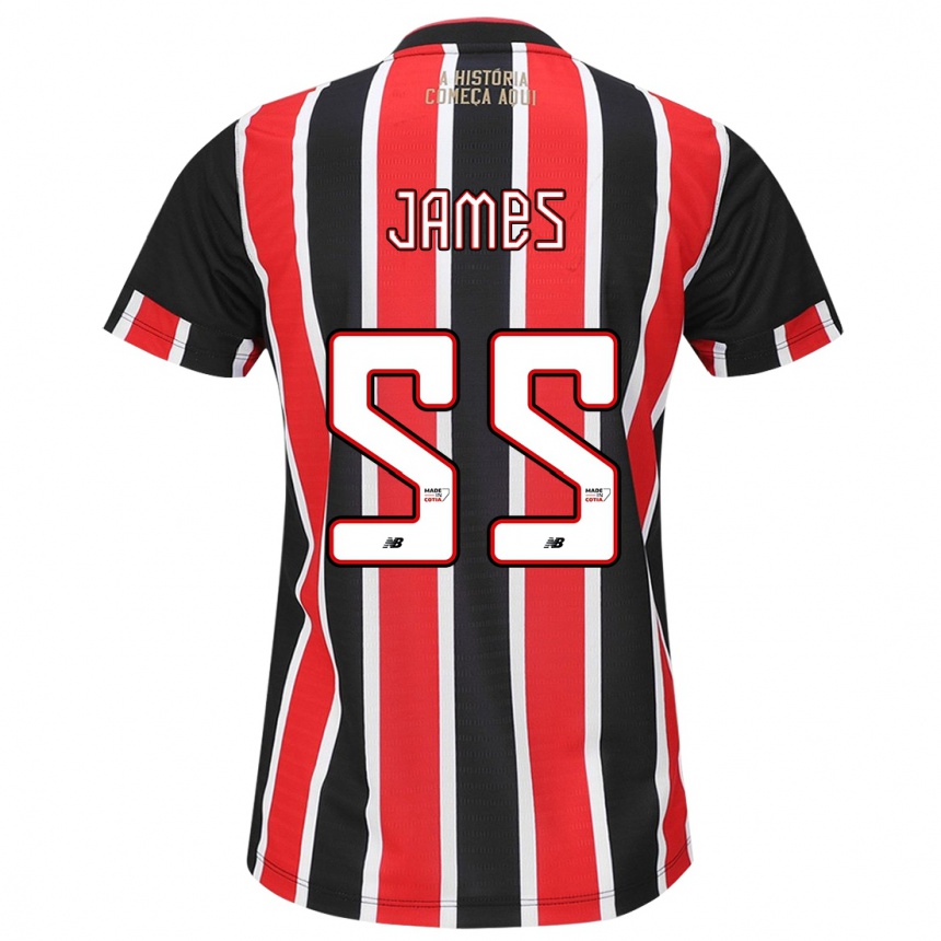 Kinder Fußball James Rodríguez #55 Schwarz Rot Weiß Auswärtstrikot Trikot 2024/25 T-Shirt Luxemburg