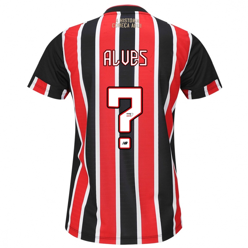 Kinder Fußball Matheus Alves #0 Schwarz Rot Weiß Auswärtstrikot Trikot 2024/25 T-Shirt Luxemburg