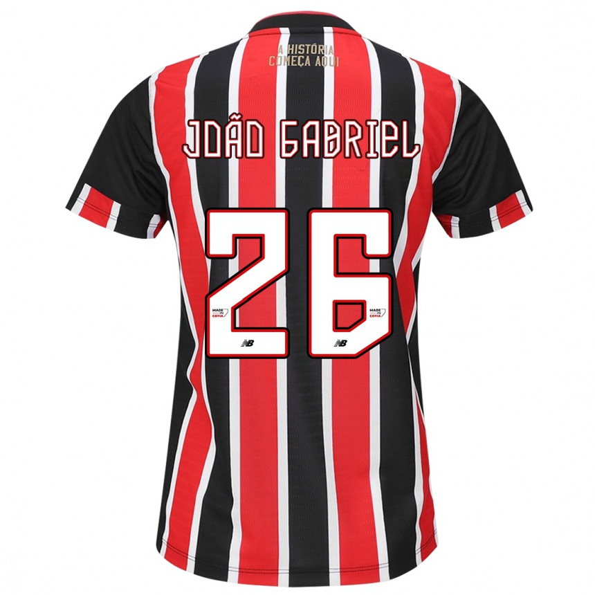 Kinder Fußball João Gabriel #26 Schwarz Rot Weiß Auswärtstrikot Trikot 2024/25 T-Shirt Luxemburg