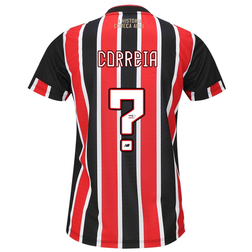 Kinder Fußball Arthur Correia #0 Schwarz Rot Weiß Auswärtstrikot Trikot 2024/25 T-Shirt Luxemburg