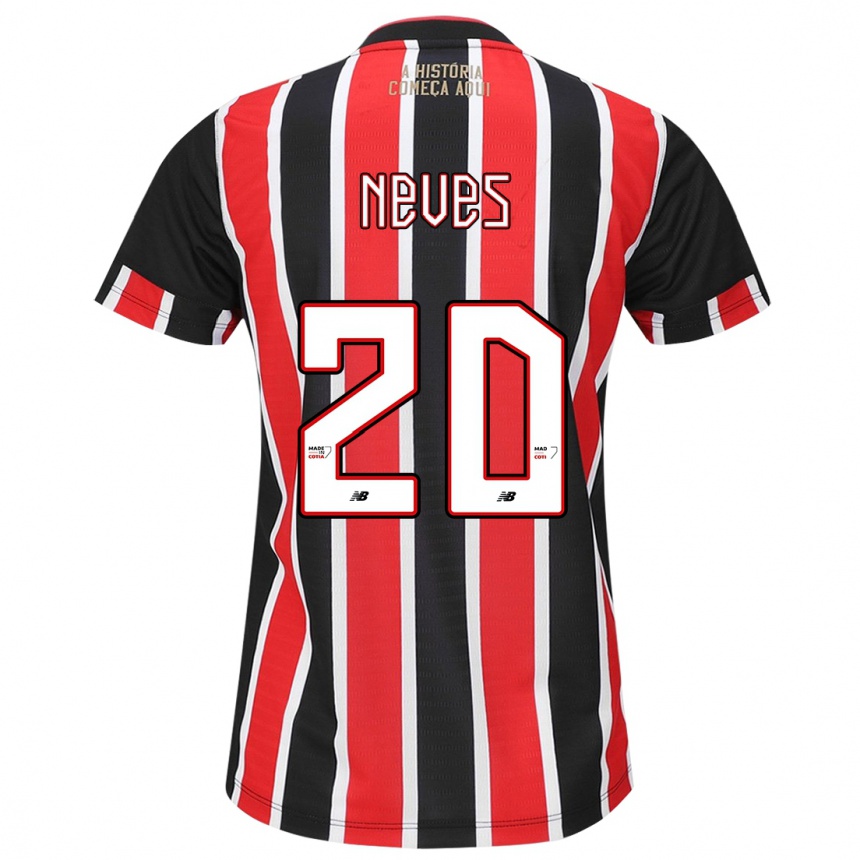 Kinder Fußball Gabriel Neves #20 Schwarz Rot Weiß Auswärtstrikot Trikot 2024/25 T-Shirt Luxemburg