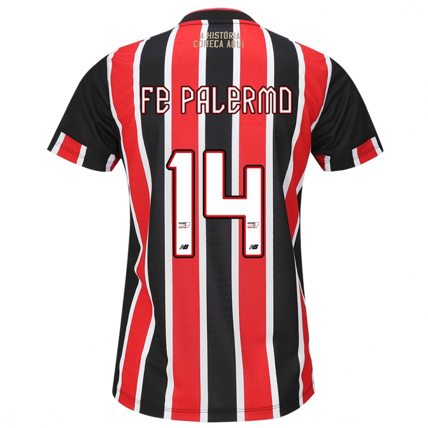 Kinder Fußball Fe Palermo #14 Schwarz Rot Weiß Auswärtstrikot Trikot 2024/25 T-Shirt Luxemburg